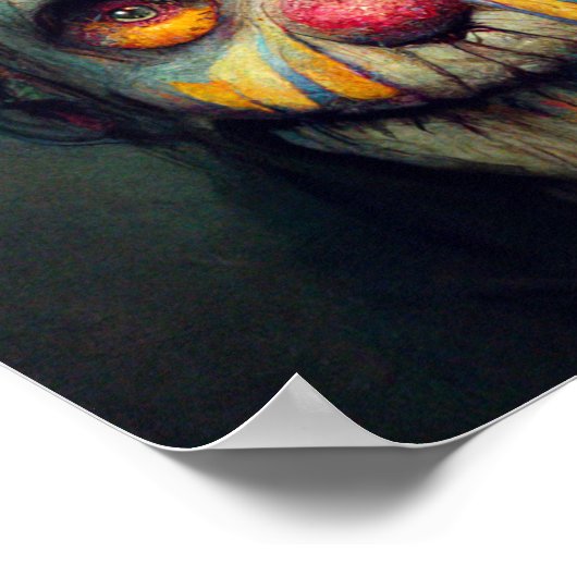 Halloween Art. Trauriger und Beängstigender Clown. Poster (Ecke)