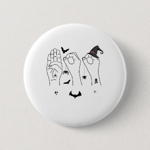 Halloween Asl Hand Gebing Language Deaf Pride Boo Button
