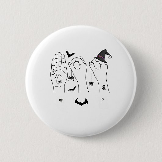 Halloween Asl Hand Gebing Language Deaf Pride Boo Button (Vorderseite)