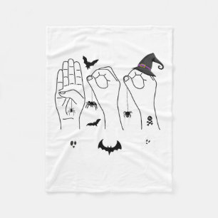 Halloween Asl Hand Gebing Language Deaf Pride Boo Fleecedecke