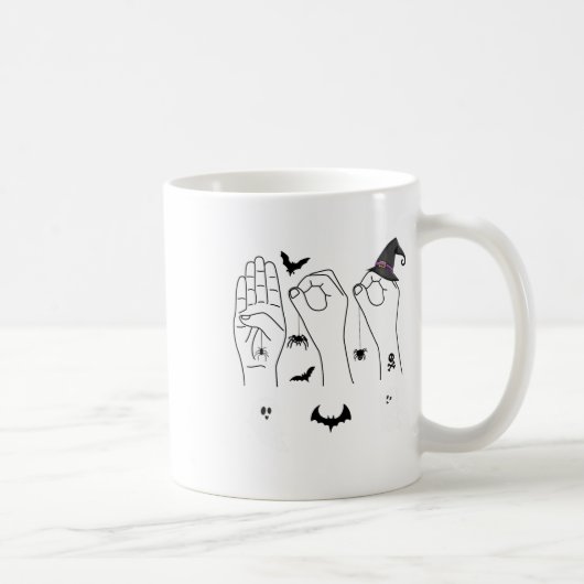 Halloween Asl Hand Gebing Language Deaf Pride Boo Kaffeetasse (Rechts)