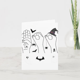 Halloween Asl Hand Gebing Language Deaf Pride Boo Karte