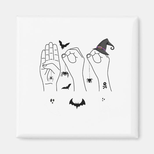 Halloween Asl Hand Gebing Language Deaf Pride Boo Magnet (Vorne)