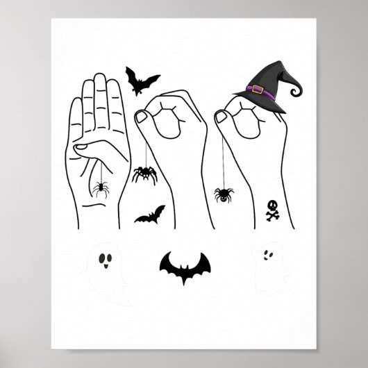 Halloween Asl Hand Gebing Language Deaf Pride Boo Poster (Vorne)