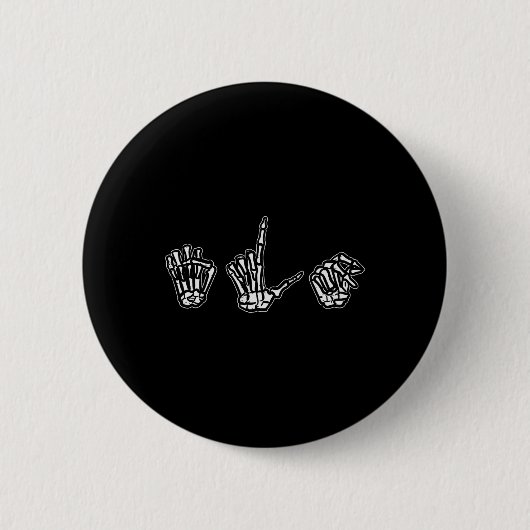 Halloween ASL Skeleton Hand Sign Language Costume Button (Vorderseite)