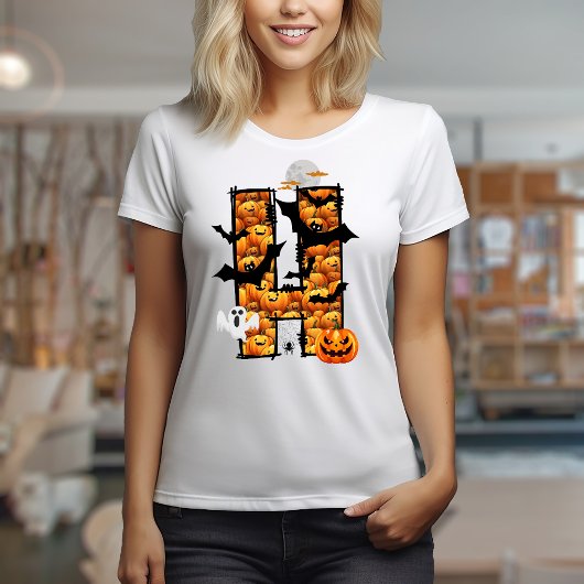 Halloween-ästhetischer Buchstabe H T - Shirt