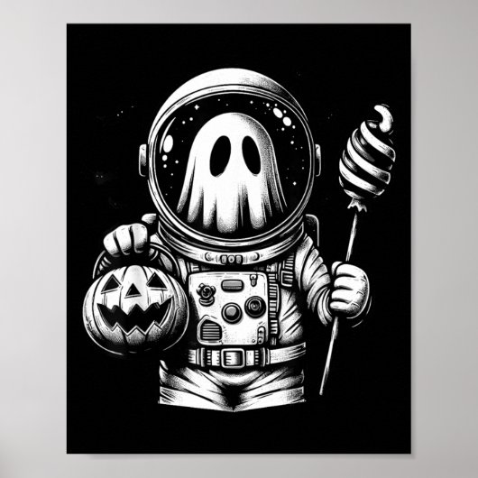 Halloween-Astronauten-Kostüm-Geist-Tier-Buh Poster (Vorne)