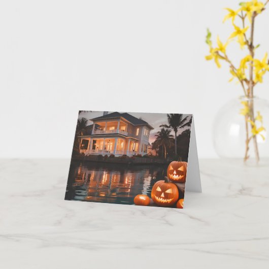 Halloween auf dem Wasser in Florida - Blank Noteca Karte (Gelbe Blume)