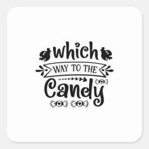 Halloween auf dem Weg zum Geburtstag der Süßigkeit Quadratischer Aufkleber