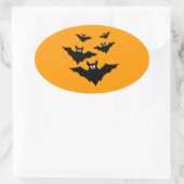 Halloween auf Orange coole niedliche Schwarze Fled Ovaler Aufkleber (Tasche)