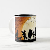 Halloween auf Türen TASSEN-Hexe Zweifarbige Tasse (Vorderseite Links)