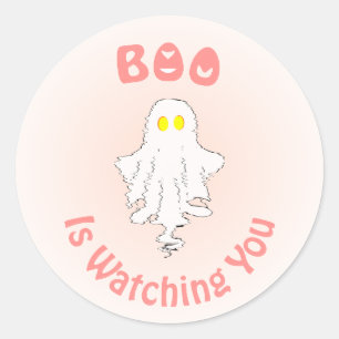 Halloween-Aufkleber Buh beobachtet dich Runder Aufkleber