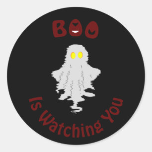 Halloween-Aufkleber   Buh beobachtet dich Runder Aufkleber