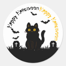 Halloween-Aufkleber mit schwarzer Katze