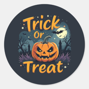 Halloween-Aufkleber "Trick or Treat"-Kürbislaterne Runder Aufkleber