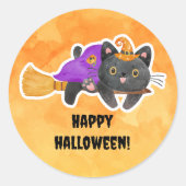 Halloween-Aufkleber zum Thema Katzen Runder Aufkleber (Vorderseite)