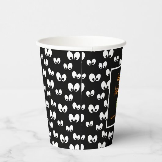 Halloween Augen grün Keks keine Tricks Pappbecher (Rechts)