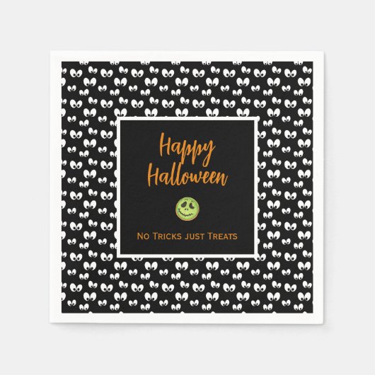 Halloween Augen grün Keks keine Tricks Serviette (Vorderseite)