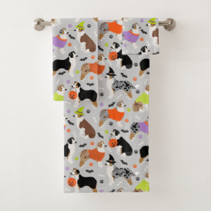 Halloween Australian Shepherd Bath Towel Set