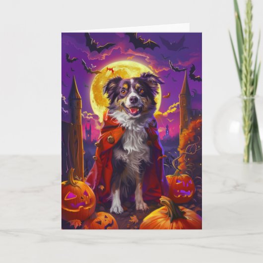 Halloween Australian Shepherd Dog Pumpkins Beängst Karte (Vorderseite)