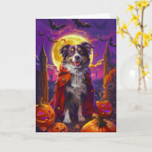Halloween Australian Shepherd Dog Pumpkins Beängst Karte (Gelbe Blume)