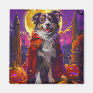 Halloween Australian Shepherd Dog Pumpkins Beängst Magnet
