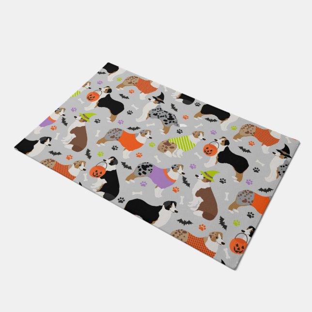 Halloween Australian Shepherd Doormat Fußmatte (Schrägansicht)