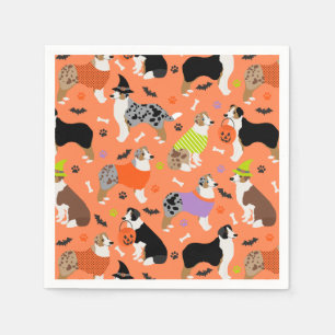 Halloween Australian Shepherd Napkins Serviette