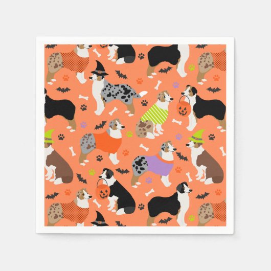 Halloween Australian Shepherd Napkins Serviette (Vorderseite)