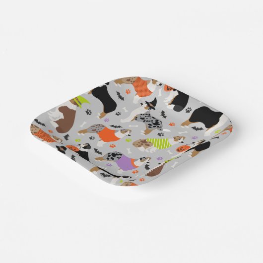 Halloween Australian Shepherd Paper Tellers Pappteller (Gewinkelt)