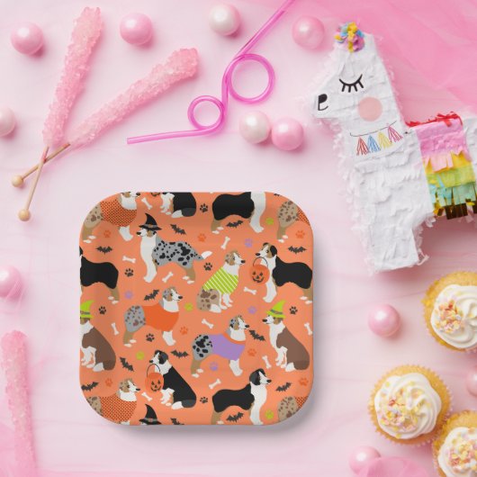 Halloween Australian Shepherd Pappteller (Party)