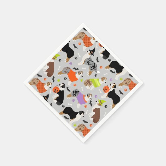 Halloween Australian Shepherd Serviette (Ecke)