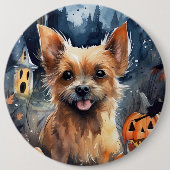 Halloween Australian Terrier with Pumpkins Beängst Button (Vorderseite)
