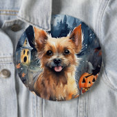 Halloween Australian Terrier with Pumpkins Beängst Button (Beispiel)