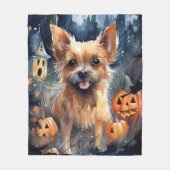 Halloween Australian Terrier with Pumpkins Beängst Fleecedecke (Vorderseite)