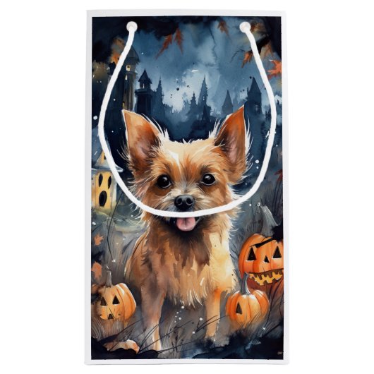 Halloween Australian Terrier with Pumpkins Beängst Kleine Geschenktüte (Rückseite)