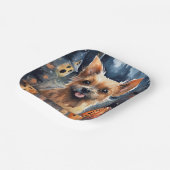 Halloween Australian Terrier with Pumpkins Beängst Pappteller (Gewinkelt)