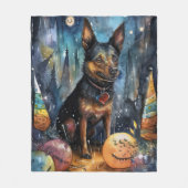 Halloween Australische Kelpie mit Pumpkins Beängst Fleecedecke (Vorderseite)