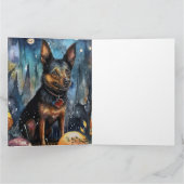 Halloween Australische Kelpie mit Pumpkins Beängst Karte (Innenseite)