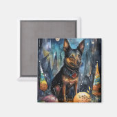 Halloween Australische Kelpie mit Pumpkins Beängst Magnet (Vorderseite/Rückseite)