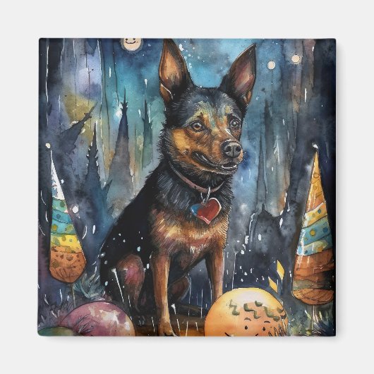 Halloween Australische Kelpie mit Pumpkins Beängst Magnet (Vorne)