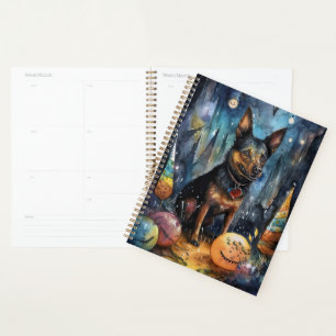 Halloween Australische Kelpie mit Pumpkins Beängst Planer