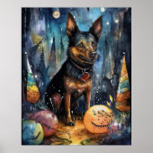 Halloween Australische Kelpie mit Pumpkins Beängst Poster (Vorne)