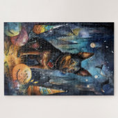 Halloween Australische Kelpie mit Pumpkins Beängst Puzzle (Horizontal)