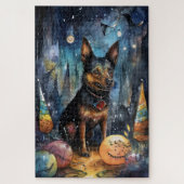 Halloween Australische Kelpie mit Pumpkins Beängst Puzzle (Vertikal)