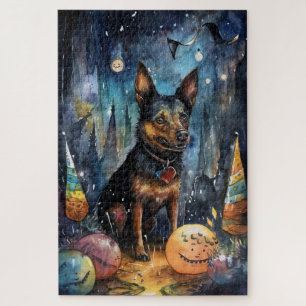 Halloween Australische Kelpie mit Pumpkins Beängst Puzzle