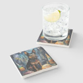 Halloween Australische Kelpie mit Pumpkins Beängst Steinuntersetzer (Seitenansicht)