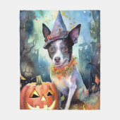 Halloween Australische Rinder mit Pumpkins Beängst Fleecedecke (Vorderseite)