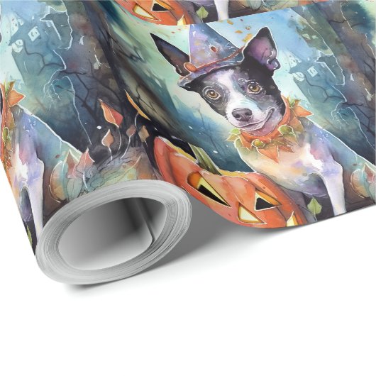 Halloween Australische Rinder mit Pumpkins Beängst Geschenkpapier (Rolleneckpunkt)