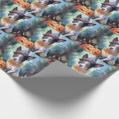 Halloween Australische Rinder mit Pumpkins Beängst Geschenkpapier (Ecke)